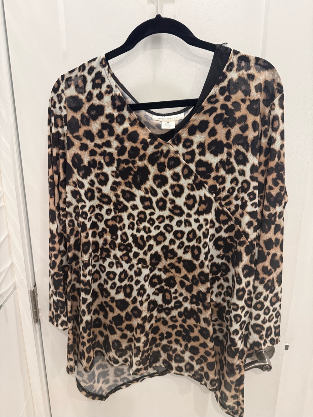 Skye's the Limit Leopard-Print Wrap Front Long Sleeve Top - Brown/Black/Cream